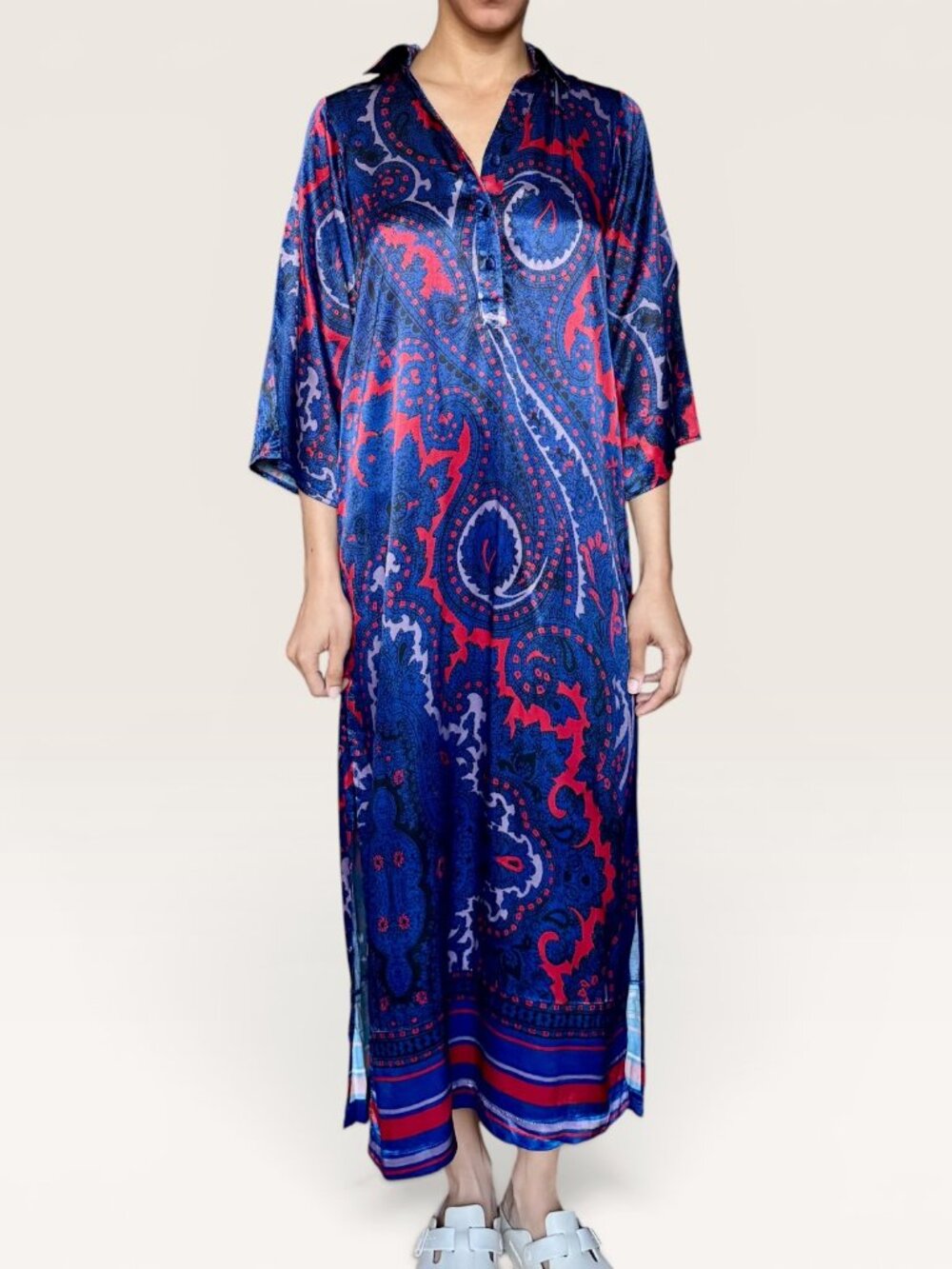 Hermoza Antoinette Scarf Print Midi Dress‎ Midnight Blue Boho